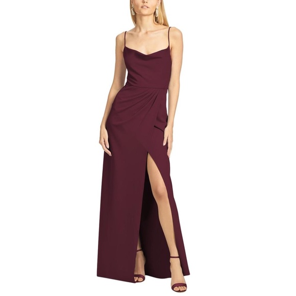 Sachin + Babi Burgundy Evening Gown - Picture 1 of 7